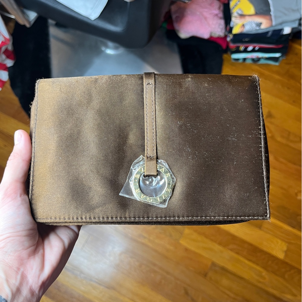 BVLGARI for Emirates Satin Ivory Pouch Clutch Cosmetic Bag